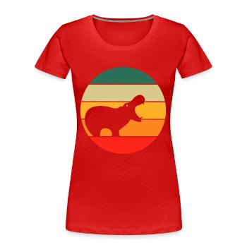 Retro Hippo Hippopotamus - Women's Premium Organic T-Shirt - red - Front - Mia (176cm)