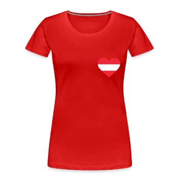 Cœur drapeau Autriche - T-shirt bio Premium Femme - rouge - Devant - Mia (176cm)