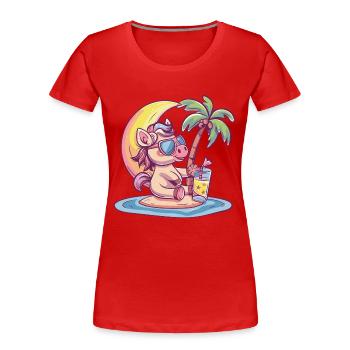 Pferd Sommer Strand Urlaub - Frauen Premium Bio T-Shirt - Rot - Vorne - Mia (176cm)