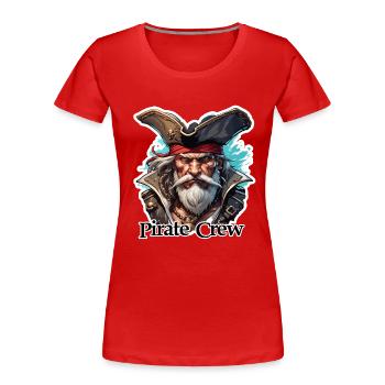 Pirat / Ahoi / Anker / Kapitän / Totenkopf / Rum - Frauen Premium Bio T-Shirt - Rot - Vorne - Mia (176cm)