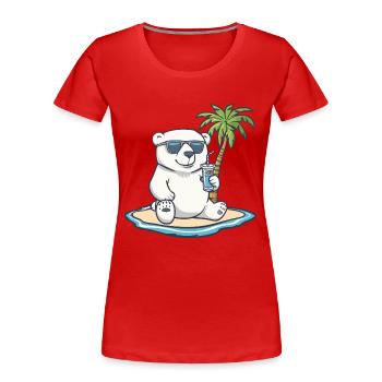 Eisbär Sommer Strand Urlaub - Frauen Premium Bio T-Shirt - Rot - Vorne - Mia (176cm)