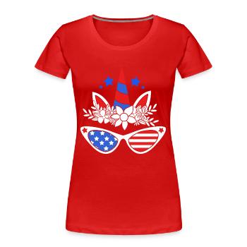Vierter Juli Nationalfarben Nationalfeiertag USA - Frauen Premium Bio T-Shirt - Rot - Vorne - Mia (176cm)