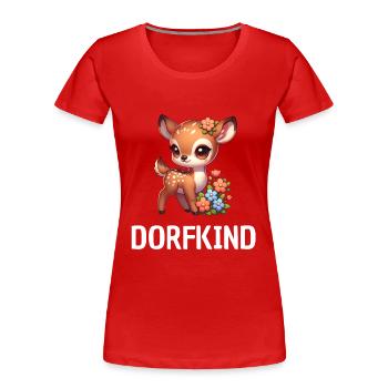 Dorfkind Rehkitz - Frauen Premium Bio T-Shirt - Rot - Vorne - Mia (176cm)