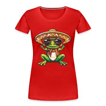 Frog Funny Sombrero - Women's Premium Organic T-Shirt - red - Front - Mia (176cm)