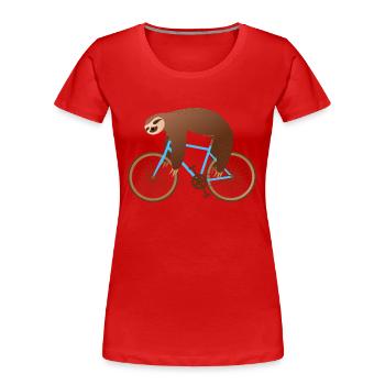 Faultier T-Shirt Geschenk Idee Geburtstag Lustig - Frauen Premium Bio T-Shirt - Rot - Vorne - Mia (176cm)
