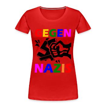 Gegen nazis - Frauen Premium Bio T-Shirt - Rot - Vorne - Mia (176cm)
