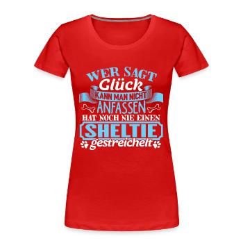 SHELTIE - Glück zum anfassen - Frauen Premium Bio T-Shirt - Rot - Vorne - Mia (176cm)