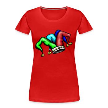 casquette de chapeau Jongleurs bouffon avec des cloches - T-shirt bio Premium Femme - rouge - Devant - Mia (176cm)
