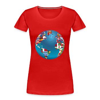 Weltkarte Globus Erdkugel Landesflaggen Kontinente - Frauen Premium Bio T-Shirt - Rot - Vorne - Mia (176cm)