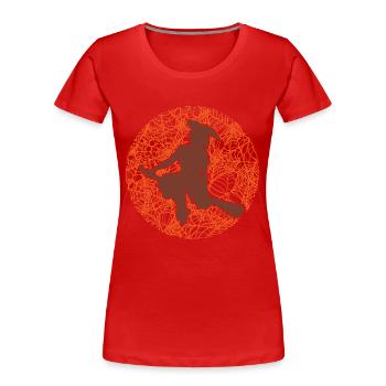 Spooky Spinnennetz Hexerei Besen Halloween - Frauen Premium Bio T-Shirt - Rot - Vorne - Mia (176cm)