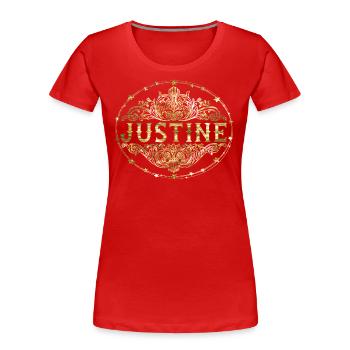 Justine - Frauen Premium Bio T-Shirt - Rot - Vorne - Mia (176cm)