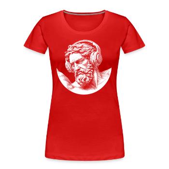 The festival t-shirt with divine rhythm - Women's Premium Organic T-Shirt - red - Front - Mia (176cm)