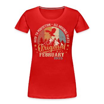 Februar 1935 - Jahrgang geboren im Februar 1935 - Frauen Premium Bio T-Shirt - Rot - Vorne - Mia (176cm)