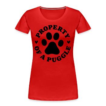 Property of a Puggle - Women's Premium Organic T-Shirt - red - Front - Mia (176cm)