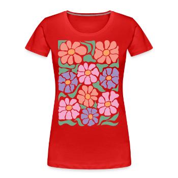 Fleurs de flore bohème - T-shirt bio Premium Femme - rouge - Devant - Mia (176cm)