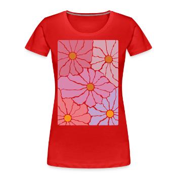 Fleurs de flore bohème - T-shirt bio Premium Femme - rouge - Devant - Mia (176cm)