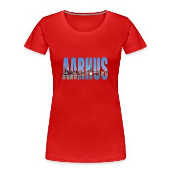 AARHUS DENMARK - Women's Premium Organic T-Shirt - red - Front - Mia (176cm)