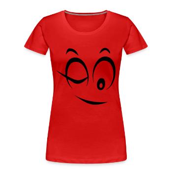 Smiley Zwinkern oeil2 - Frauen Premium Bio T-Shirt - Rot - Vorne - Mia (176cm)