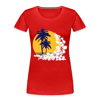 Palm Sunset - T-shirt bio Premium Femme - rouge - Devant - Mia (176cm)
