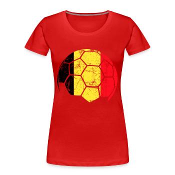 Belgium Soccer Ball Fußball - Frauen Premium Bio T-Shirt - Rot - Vorne - Mia (176cm)