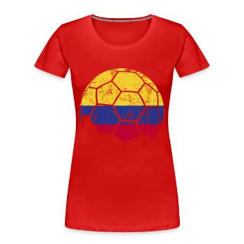 Colombia Soccer Ball Fußball - Frauen Premium Bio T-Shirt - Rot - Vorne - Mia (176cm)