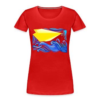 Meer im Sturm mit Leuchtturm - Frauen Premium Bio T-Shirt - Rot - Vorne - Mia (176cm)