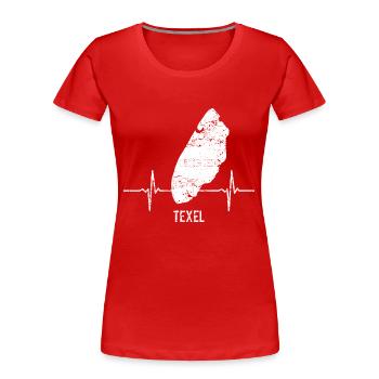 Geschenk, Heartbeat, Insel, Herzschlag, Texel - Frauen Premium Bio T-Shirt - Rot - Vorne - Mia (176cm)