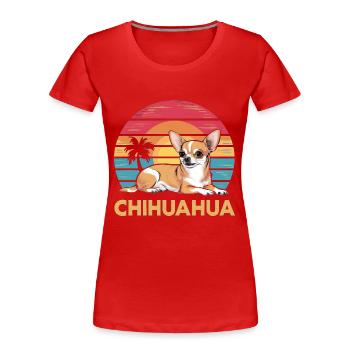 Chihuahua Vintage Sunset - Frauen Premium Bio T-Shirt - Rot - Vorne - Mia (176cm)