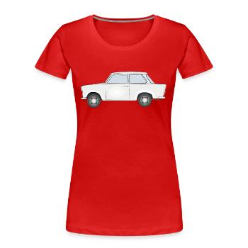 Trabi, Transnt aus der DDR - Frauen Premium Bio T-Shirt - Rot - Vorne - Mia (176cm)
