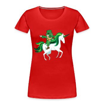 St Patrick Einhorn dab Kobold Geschenk lustig - Frauen Premium Bio T-Shirt - Rot - Vorne - Mia (176cm)