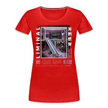 Liminal Spaces Retro 80s & 90s Aesthetic Vaporwave - Frauen Premium Bio T-Shirt - Rot - Vorne - Mia (176cm)