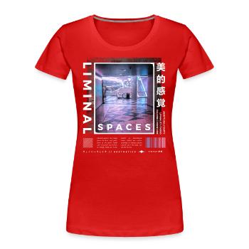 Liminal Spaces Retro 80s & 90s Aesthetic Vaporwave - Frauen Premium Bio T-Shirt - Rot - Vorne - Mia (176cm)