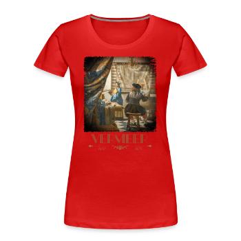 Jan Vermeer Die Malkunst Gemälde Coole Kunst - Frauen Premium Bio T-Shirt - Rot - Vorne - Mia (176cm)