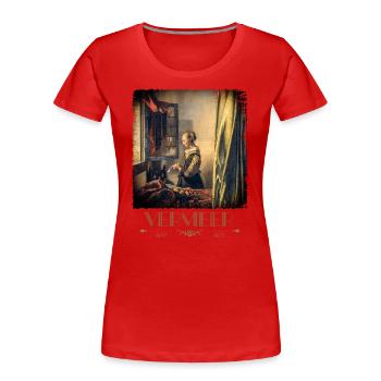 Jan vermeer Briefleserin Gemälde Coole Kunst - Frauen Premium Bio T-Shirt - Rot - Vorne - Mia (176cm)
