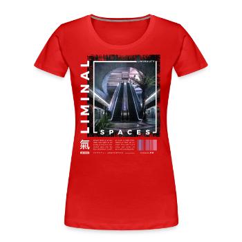 Liminal Spaces Retro 80s & 90s Aesthetic Vaporwave - Frauen Premium Bio T-Shirt - Rot - Vorne - Mia (176cm)