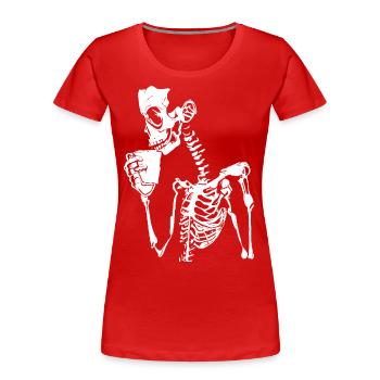 Sarkastisches lustiges Skelett, das Espressokaffee trinkt - Frauen Premium Bio T-Shirt - Rot - Vorne - Mia (176cm)