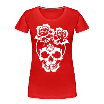 Horreur Crâne Crâne Art Crâne Gothique Heavy Metal - T-shirt bio Premium Femme - rouge - Devant - Mia (176cm)