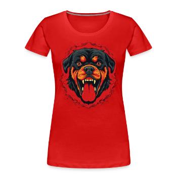 Wütender Bulldog Terrier: Rottweiler Hund - Frauen Premium Bio T-Shirt - Rot - Vorne - Mia (176cm)