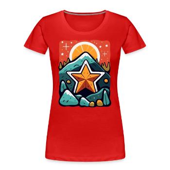 Die Sonne, Berge, Felsen und Sterne - Frauen Premium Bio T-Shirt - Rot - Vorne - Mia (176cm)