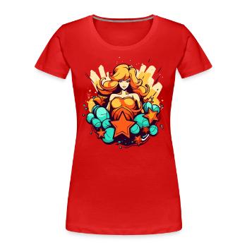 Die schöne Jungfrau der Blumen und Sterne - Frauen Premium Bio T-Shirt - Rot - Vorne - Mia (176cm)