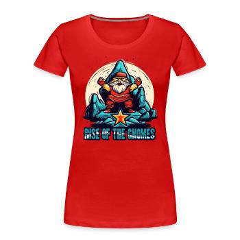 Der Aufstieg der Gartenzwerge - Frauen Premium Bio T-Shirt - Rot - Vorne - Mia (176cm)