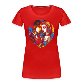 Liebende Liebhaber und Herzen - Frauen Premium Bio T-Shirt - Rot - Vorne - Mia (176cm)