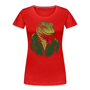 Eine coole Jacke und eine Komodowaran Echse - Frauen Premium Bio T-Shirt - Rot - Vorne - Mia (176cm)