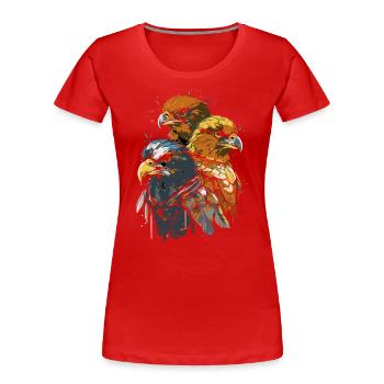 Cartoon der coolen Raubvogel Bande - Frauen Premium Bio T-Shirt - Rot - Vorne - Mia (176cm)