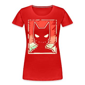 Chat de l’ombre de dessin animé - T-shirt bio Premium Femme - rouge - Devant - Mia (176cm)