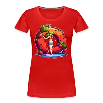 Fruchtiger Saftiger Donut - Frauen Premium Bio T-Shirt - Rot - Vorne - Mia (176cm)