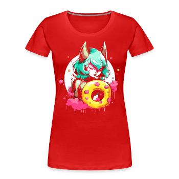 Die die Teufelin des glasierten Donuts - Frauen Premium Bio T-Shirt - Rot - Vorne - Mia (176cm)