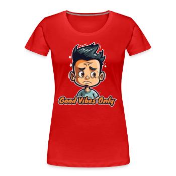 Que des ondes positives - T-shirt bio Premium Femme - rouge - Devant - Mia (176cm)