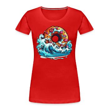 Die Große Donut-Welle vor Kanagawa - Frauen Premium Bio T-Shirt - Rot - Vorne - Mia (176cm)