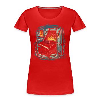 Das Verlies der Hölle und ein Klavier - Frauen Premium Bio T-Shirt - Rot - Vorne - Mia (176cm)
